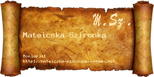 Mateicska Szironka névjegykártya